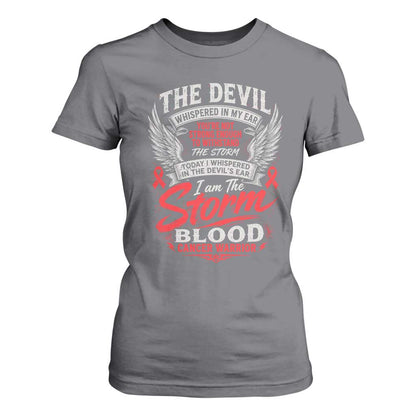 Blood Cancer Warrior T Shirt For Women I Whispered I Am The Storm Red Ribbon
