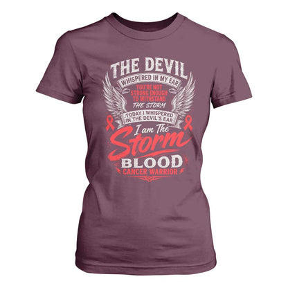 Blood Cancer Warrior T Shirt For Women I Whispered I Am The Storm Red Ribbon