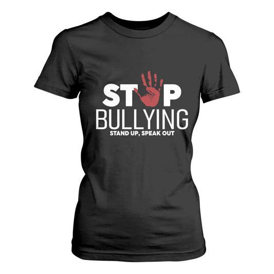 Bullying Prevention T Shirt For Women Stop Bullying Stand Up Speak Out Hand Prints