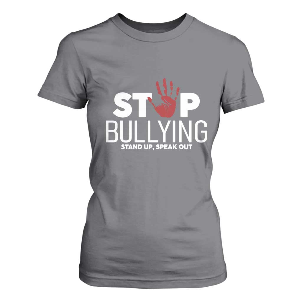 Bullying Prevention T Shirt For Women Stop Bullying Stand Up Speak Out Hand Prints