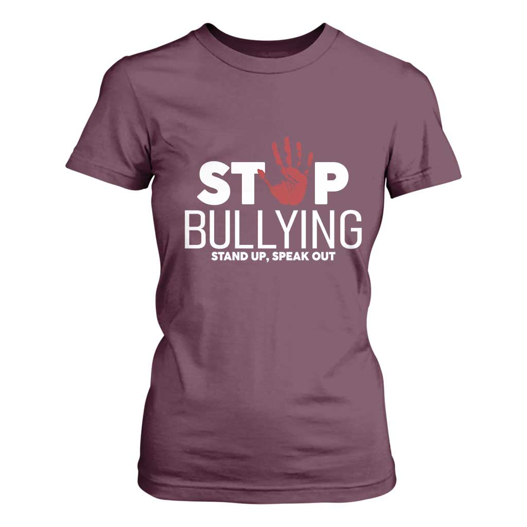 Bullying Prevention T Shirt For Women Stop Bullying Stand Up Speak Out Hand Prints