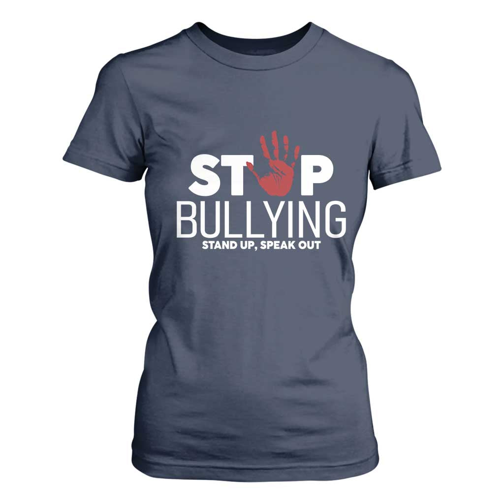 Bullying Prevention T Shirt For Women Stop Bullying Stand Up Speak Out Hand Prints