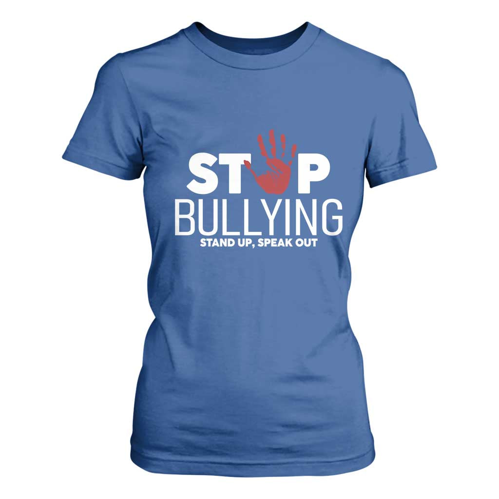 Bullying Prevention T Shirt For Women Stop Bullying Stand Up Speak Out Hand Prints
