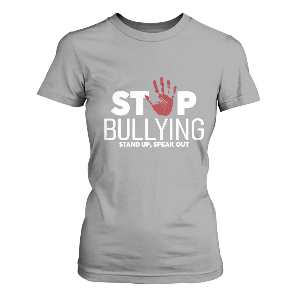 Bullying Prevention T Shirt For Women Stop Bullying Stand Up Speak Out Hand Prints