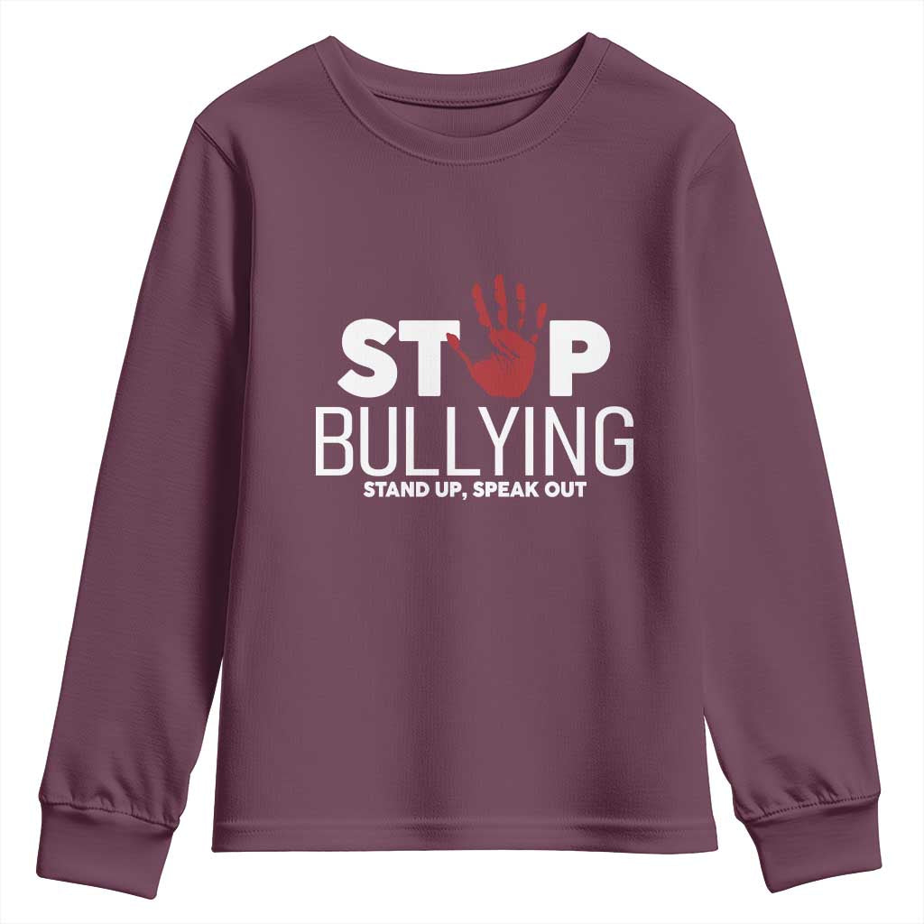Bullying Prevention Youth Sweatshirt Stop Bullying Stand Up Speak Out Hand Prints