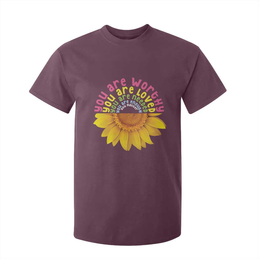 Unity Day Bullying Prevention T Shirt For Kid You Are Worthy Loved Needed You Matter Sunflower