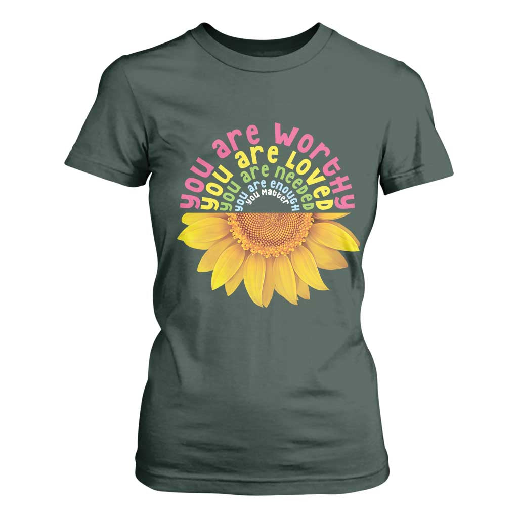 Unity Day Bullying Prevention T Shirt For Women You Are Worthy Loved Needed You Matter Sunflower