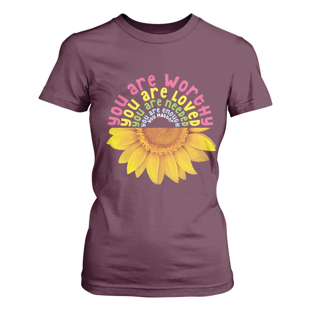 Unity Day Bullying Prevention T Shirt For Women You Are Worthy Loved Needed You Matter Sunflower