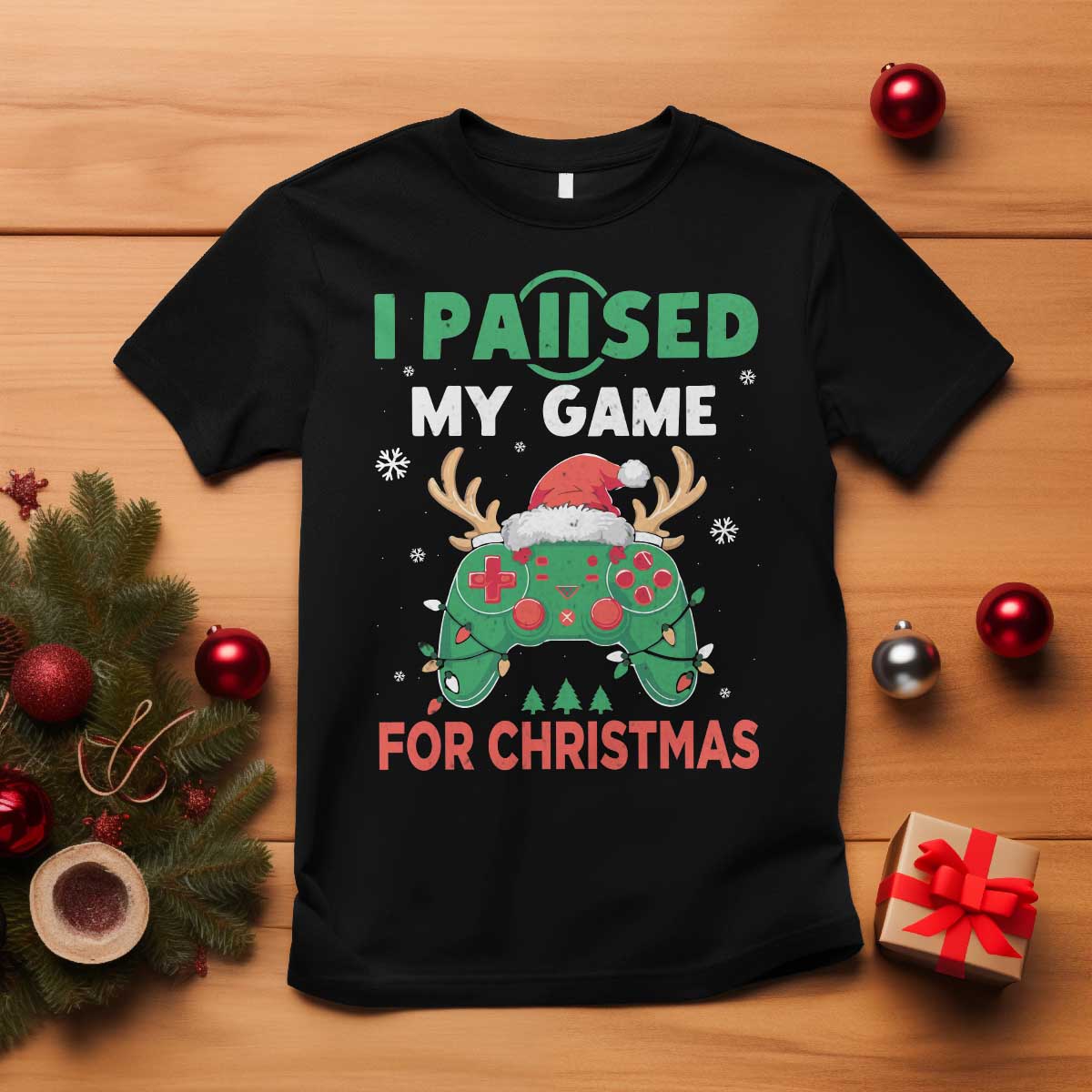 funny-christmas-gamers-t-shirt-i-paused-my-game-for-christmas-santa-hat