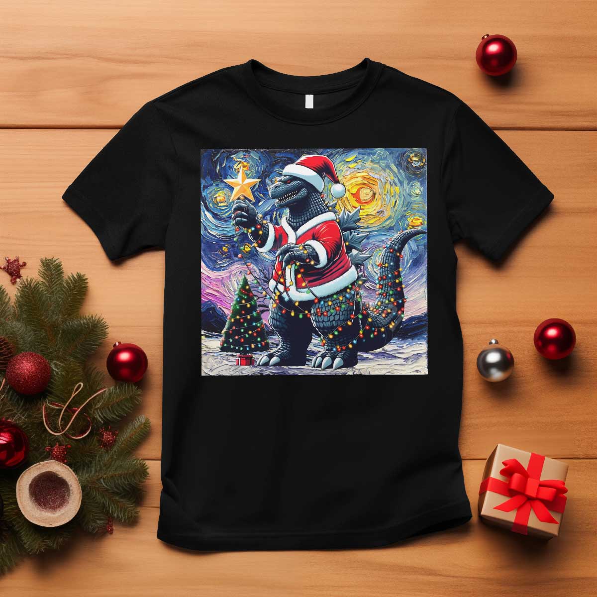 funny-christmas-santa-godzilla-japanese-monster-starry-night-t-shirt