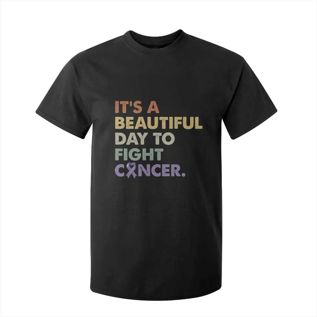 All Cancer Support T Shirt For Kid It's A Beautiful Day To Fight Cancer Lavender Ribbon