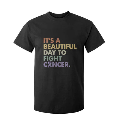 All Cancer Support T Shirt For Kid It's A Beautiful Day To Fight Cancer Lavender Ribbon