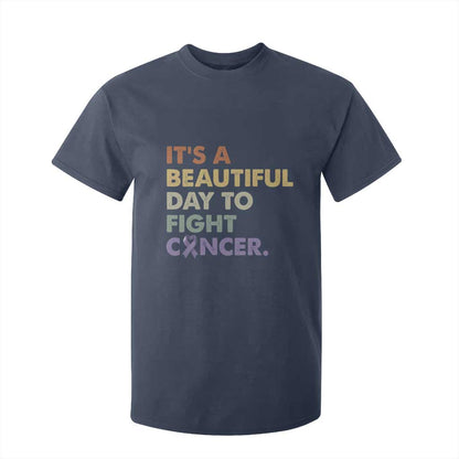 All Cancer Support T Shirt For Kid It's A Beautiful Day To Fight Cancer Lavender Ribbon