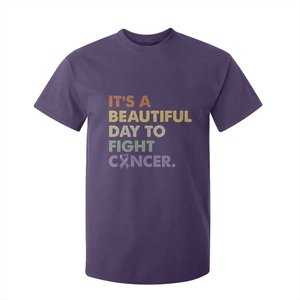 All Cancer Support T Shirt For Kid It's A Beautiful Day To Fight Cancer Lavender Ribbon