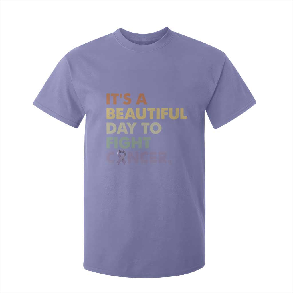 All Cancer Support T Shirt For Kid It's A Beautiful Day To Fight Cancer Lavender Ribbon