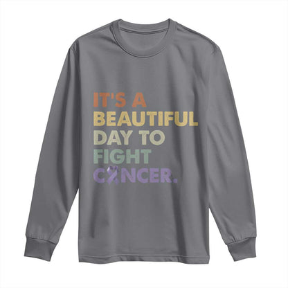 All Cancer Support Long Sleeve Shirt It's A Beautiful Day To Fight Cancer Lavender Ribbon