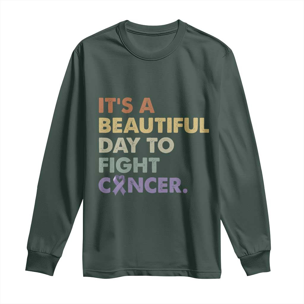 All Cancer Support Long Sleeve Shirt It's A Beautiful Day To Fight Cancer Lavender Ribbon