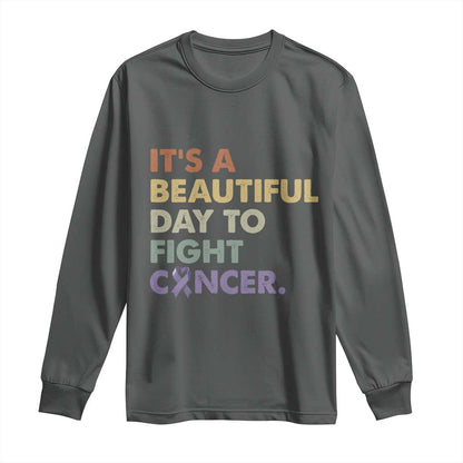 All Cancer Support Long Sleeve Shirt It's A Beautiful Day To Fight Cancer Lavender Ribbon
