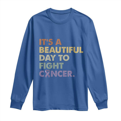 All Cancer Support Long Sleeve Shirt It's A Beautiful Day To Fight Cancer Lavender Ribbon