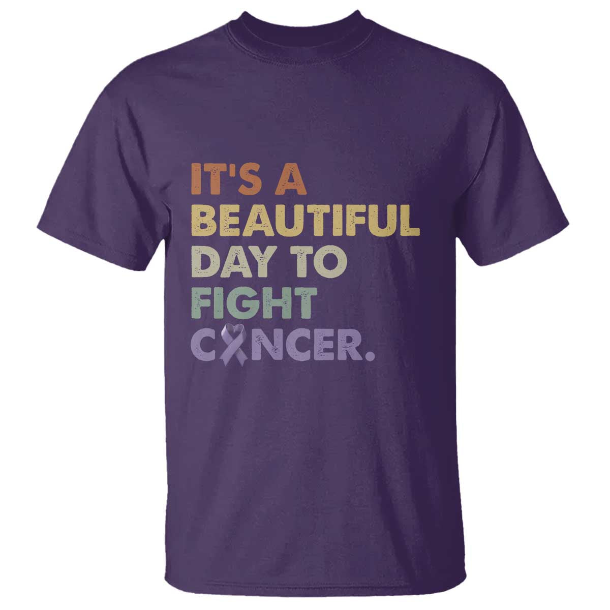 All Cancer Support T Shirt It's A Beautiful Day To Fight Cancer Lavender Ribbon