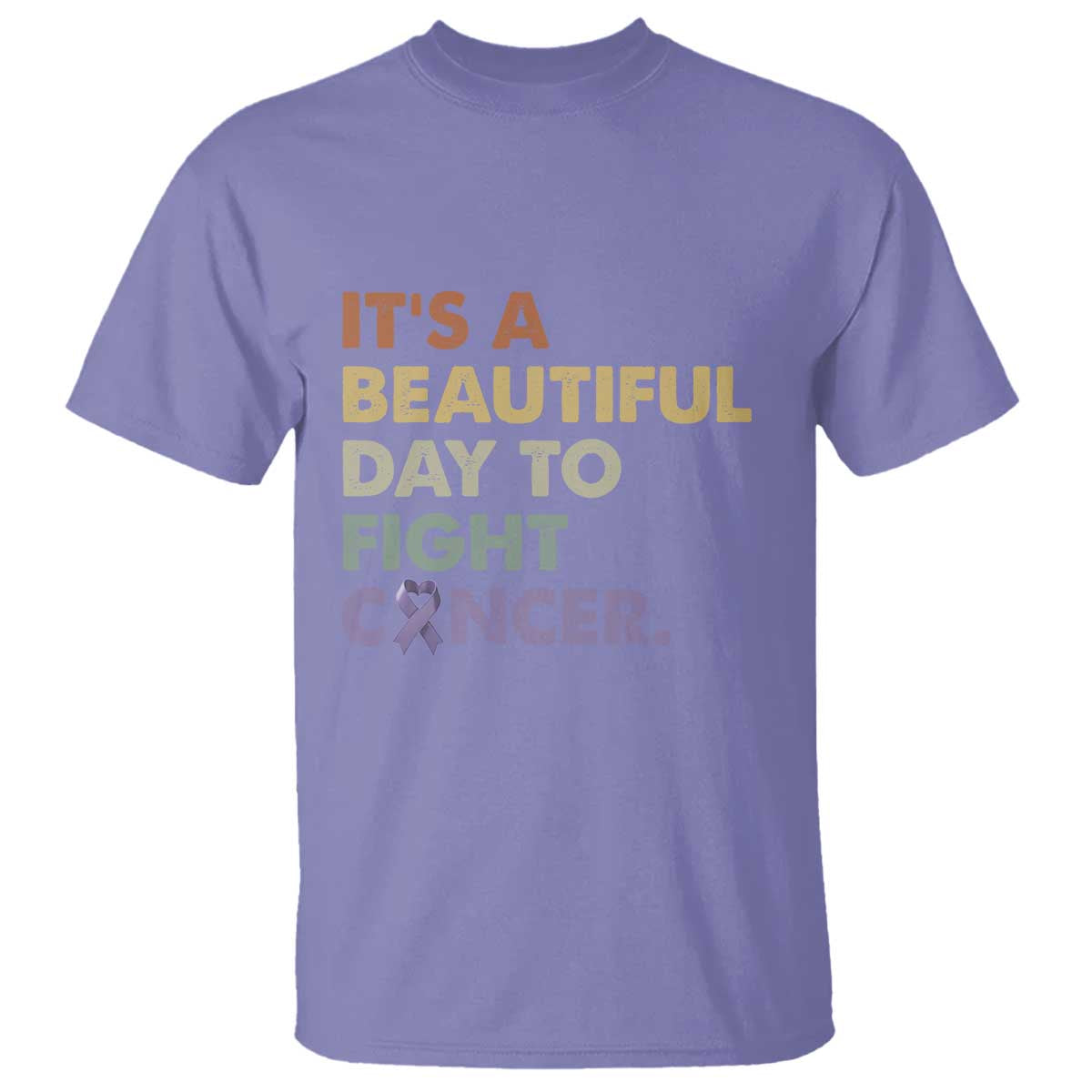 All Cancer Support T Shirt It's A Beautiful Day To Fight Cancer Lavender Ribbon