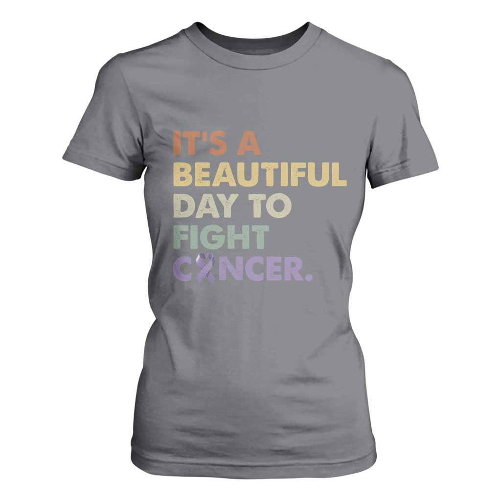 All Cancer Support T Shirt For Women It's A Beautiful Day To Fight Cancer Lavender Ribbon