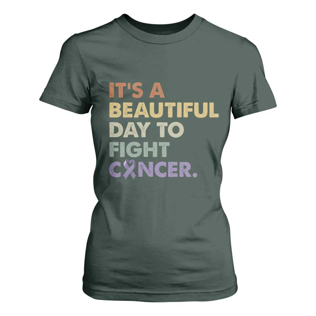 All Cancer Support T Shirt For Women It's A Beautiful Day To Fight Cancer Lavender Ribbon