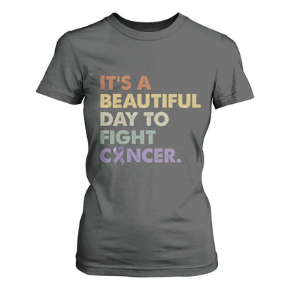 All Cancer Support T Shirt For Women It's A Beautiful Day To Fight Cancer Lavender Ribbon