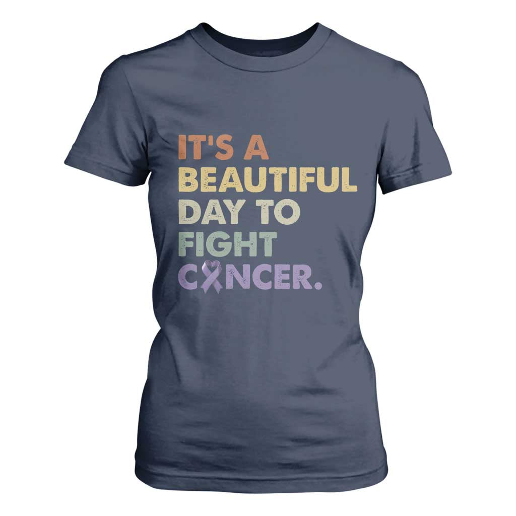 All Cancer Support T Shirt For Women It's A Beautiful Day To Fight Cancer Lavender Ribbon