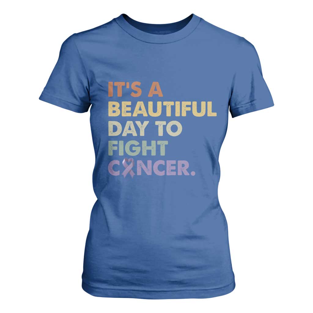 All Cancer Support T Shirt For Women It's A Beautiful Day To Fight Cancer Lavender Ribbon