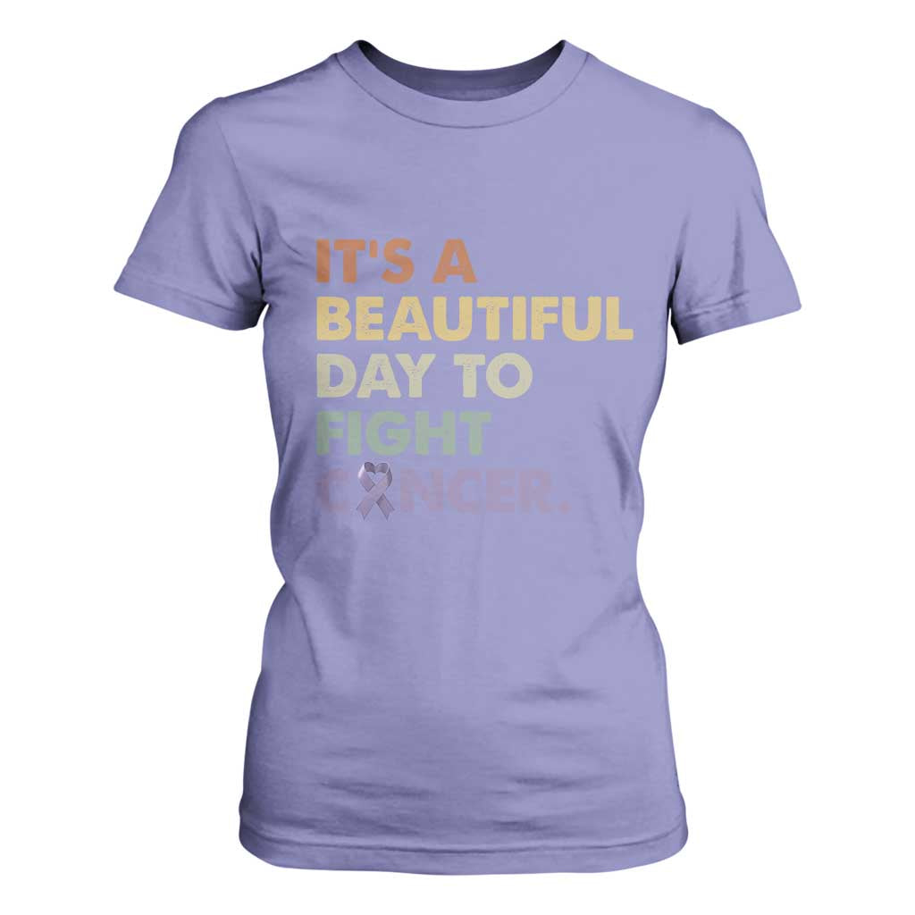 All Cancer Support T Shirt For Women It's A Beautiful Day To Fight Cancer Lavender Ribbon