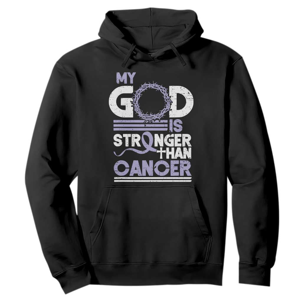 All Cancer Support Hoodie My God Is Stronger Than Cancer Lavender Ribbon