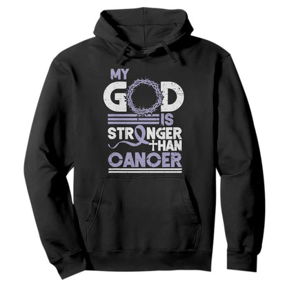 All Cancer Support Hoodie My God Is Stronger Than Cancer Lavender Ribbon