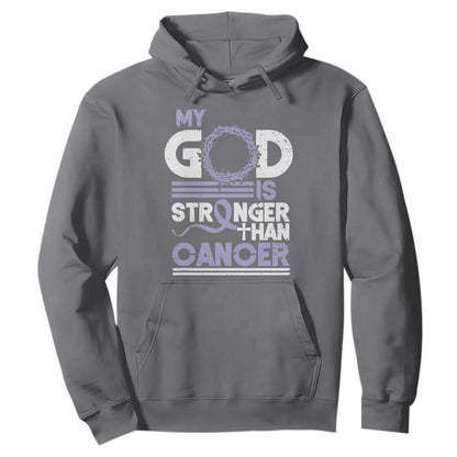 All Cancer Support Hoodie My God Is Stronger Than Cancer Lavender Ribbon