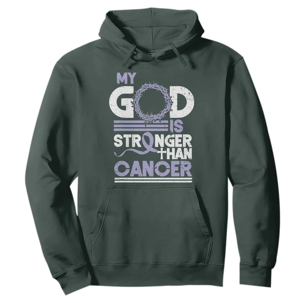 All Cancer Support Hoodie My God Is Stronger Than Cancer Lavender Ribbon