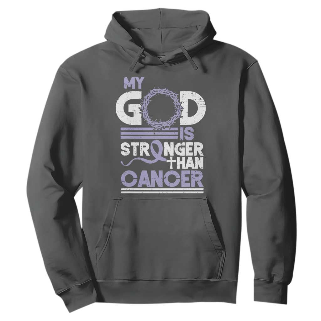 All Cancer Support Hoodie My God Is Stronger Than Cancer Lavender Ribbon