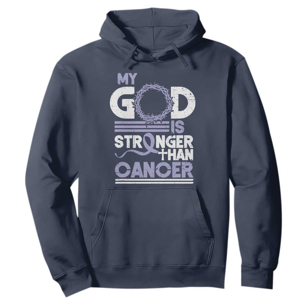 All Cancer Support Hoodie My God Is Stronger Than Cancer Lavender Ribbon