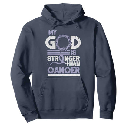 All Cancer Support Hoodie My God Is Stronger Than Cancer Lavender Ribbon
