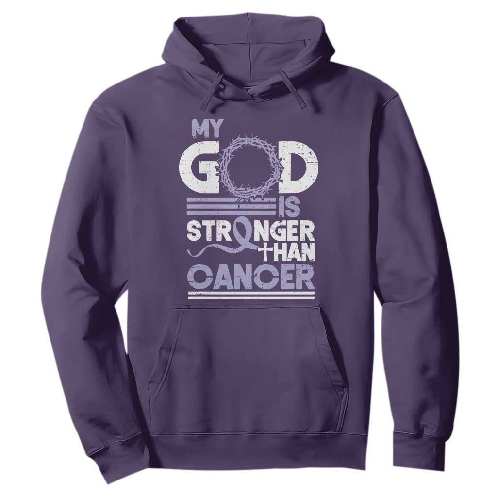 All Cancer Support Hoodie My God Is Stronger Than Cancer Lavender Ribbon
