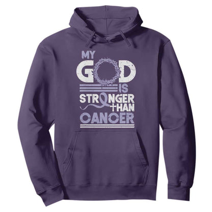 All Cancer Support Hoodie My God Is Stronger Than Cancer Lavender Ribbon