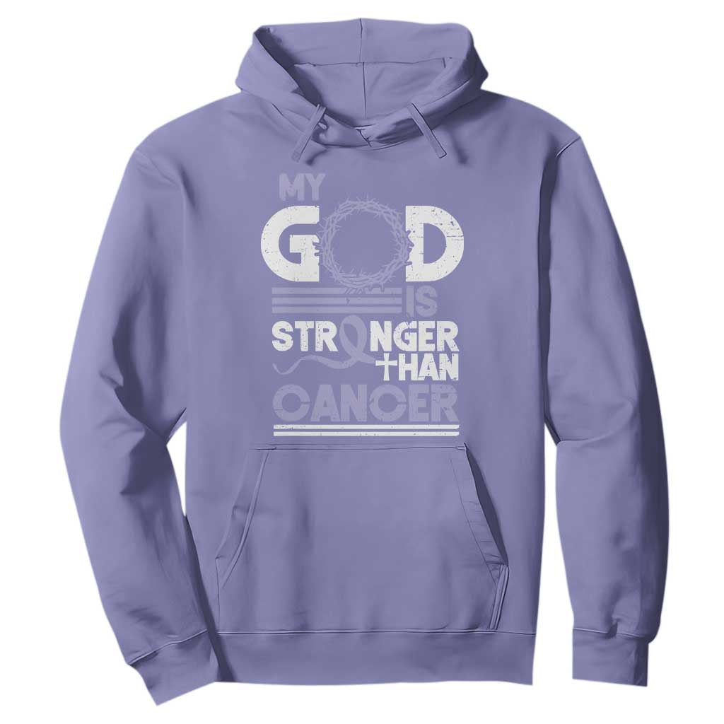 All Cancer Support Hoodie My God Is Stronger Than Cancer Lavender Ribbon