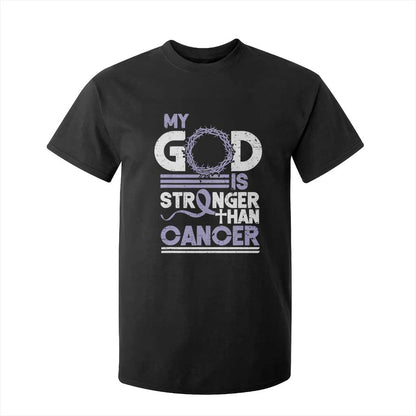 All Cancer Support T Shirt For Kid My God Is Stronger Than Cancer Lavender Ribbon