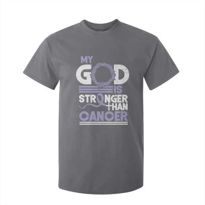 All Cancer Support T Shirt For Kid My God Is Stronger Than Cancer Lavender Ribbon
