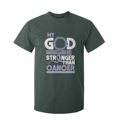 All Cancer Support T Shirt For Kid My God Is Stronger Than Cancer Lavender Ribbon