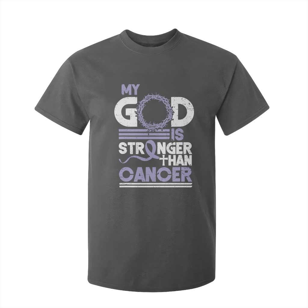All Cancer Support T Shirt For Kid My God Is Stronger Than Cancer Lavender Ribbon