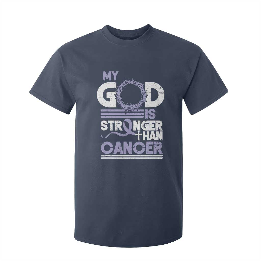 All Cancer Support T Shirt For Kid My God Is Stronger Than Cancer Lavender Ribbon