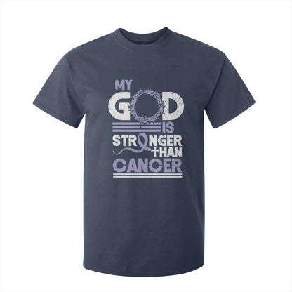 All Cancer Support T Shirt For Kid My God Is Stronger Than Cancer Lavender Ribbon