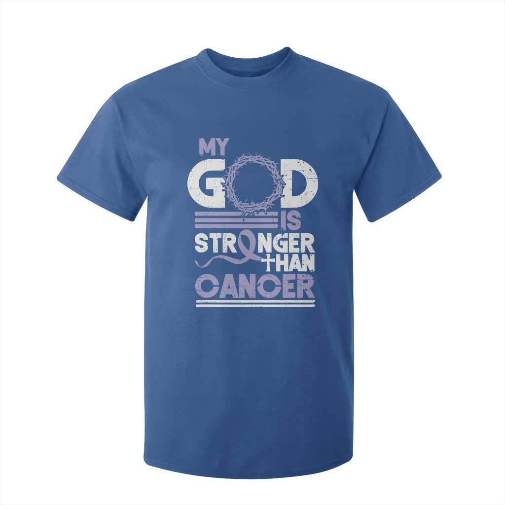 All Cancer Support T Shirt For Kid My God Is Stronger Than Cancer Lavender Ribbon