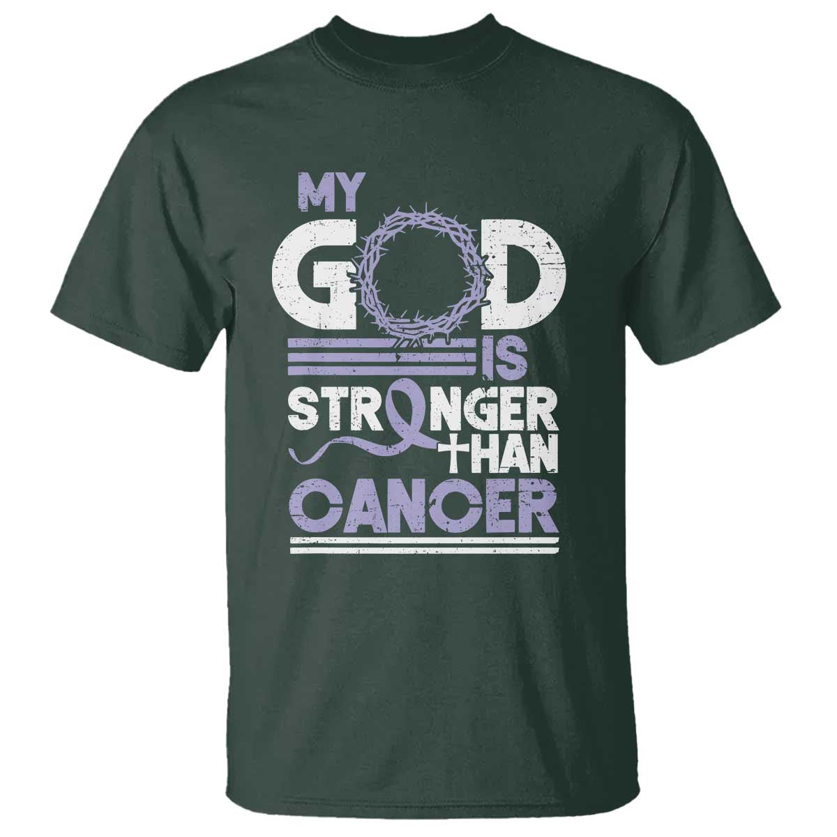 All Cancer Support T Shirt My God Is Stronger Than Cancer Lavender Ribbon