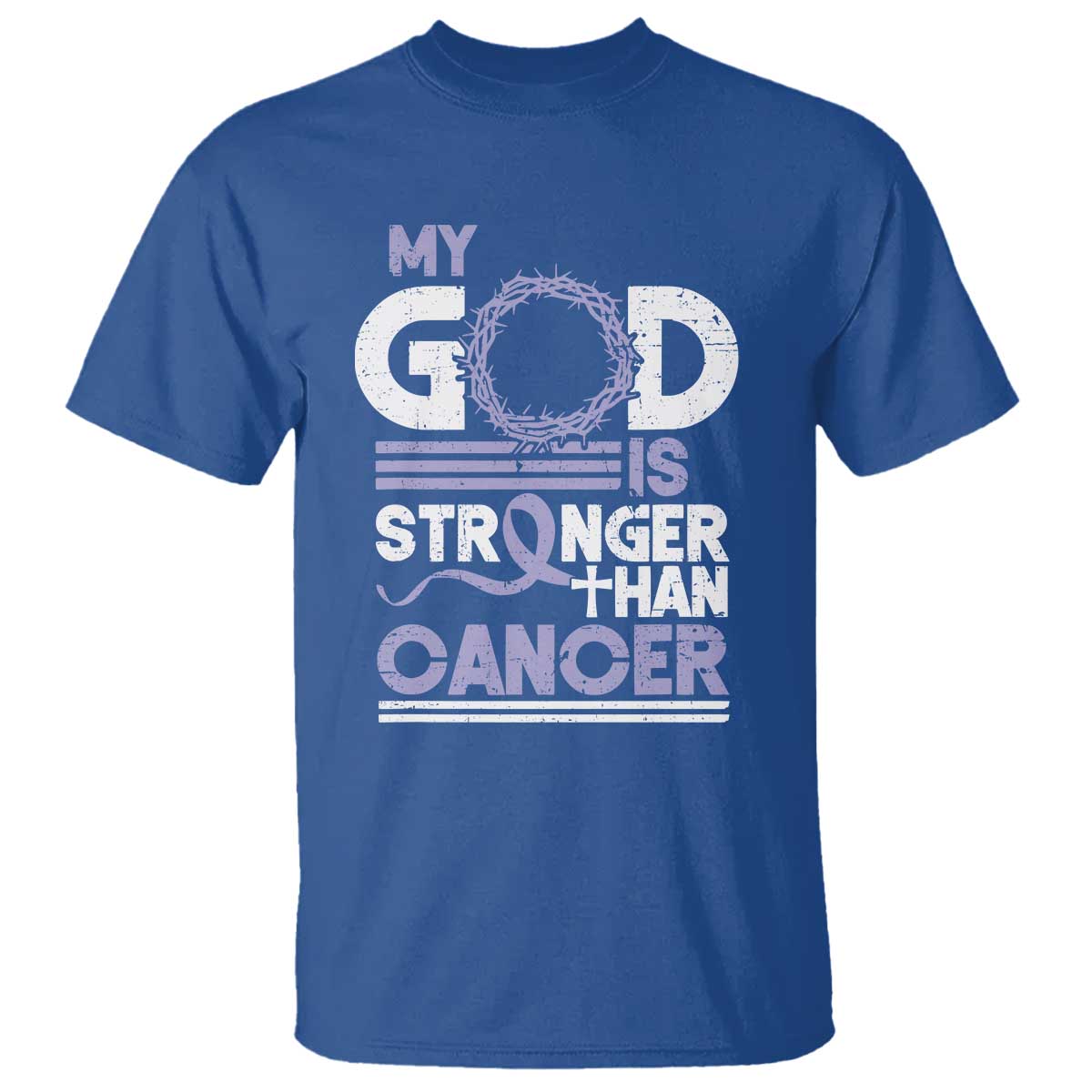 All Cancer Support T Shirt My God Is Stronger Than Cancer Lavender Ribbon